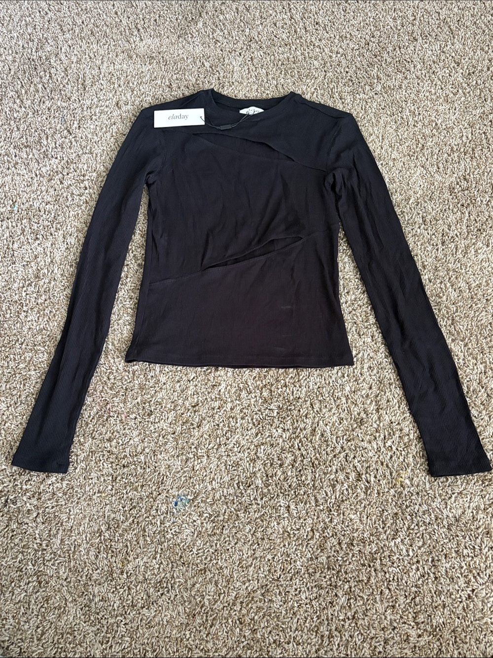 Black Asymmetric Seam Long-Sleeve Top